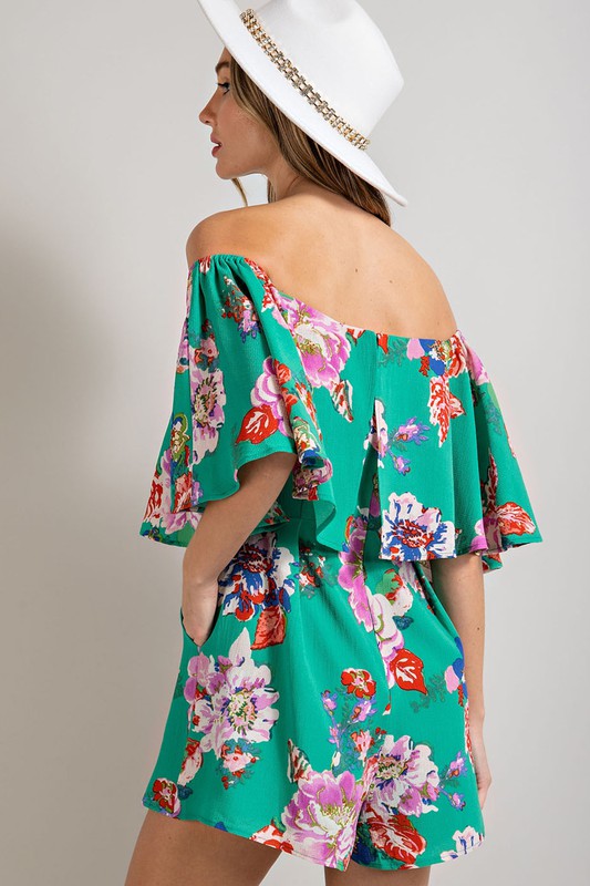 Green Floral Romper ee:some