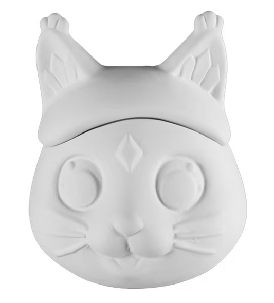 Cat w hat Box POTTERY