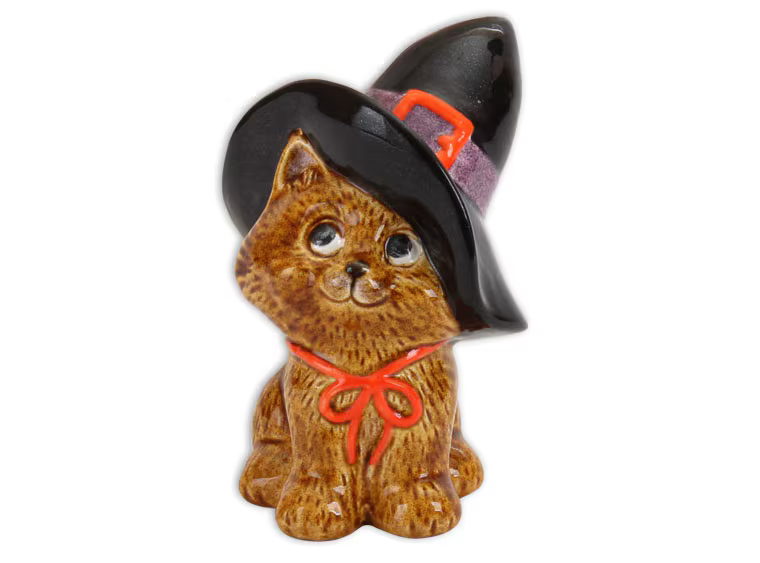 Cat with witch's hat Pottery