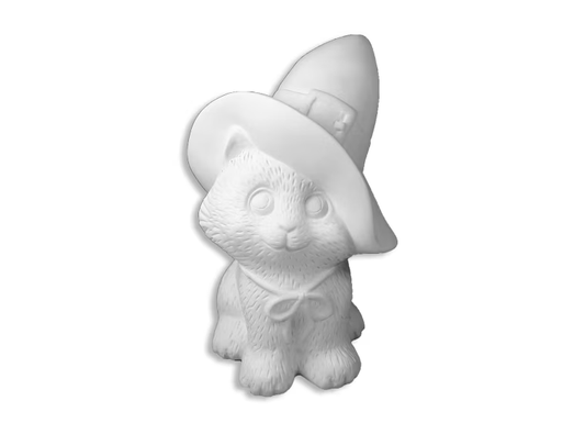Cat with witch's hat Pottery